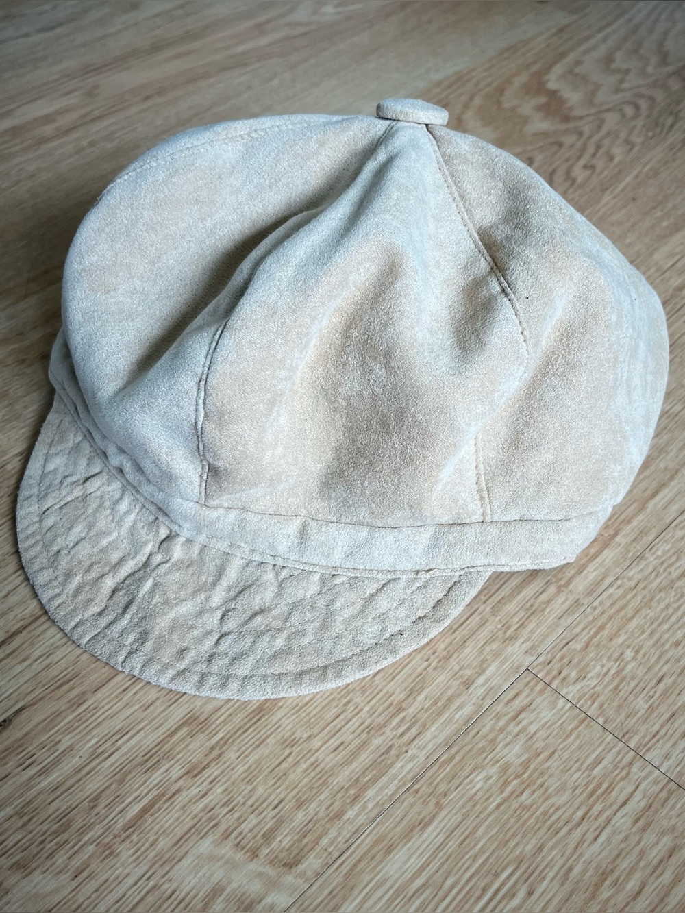 Beige Faux Suede Newsboy Cap